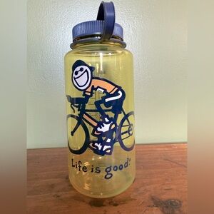 Life Is Good 1 Liter Nalgene Biker Water Bottle Made in‎ USA Feat. Cycling Jake